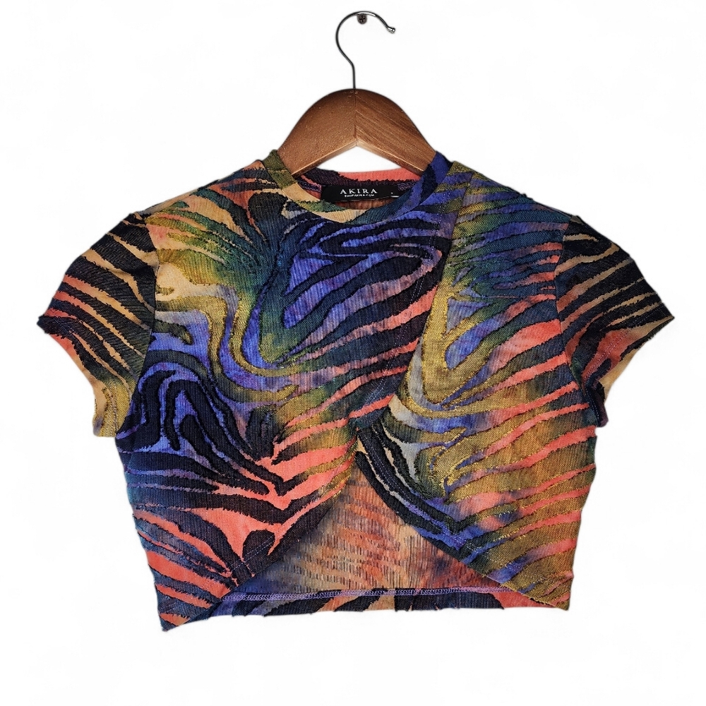 Akira Ombre Burnout Wavy Stripe Crop Top Size S New With Tags